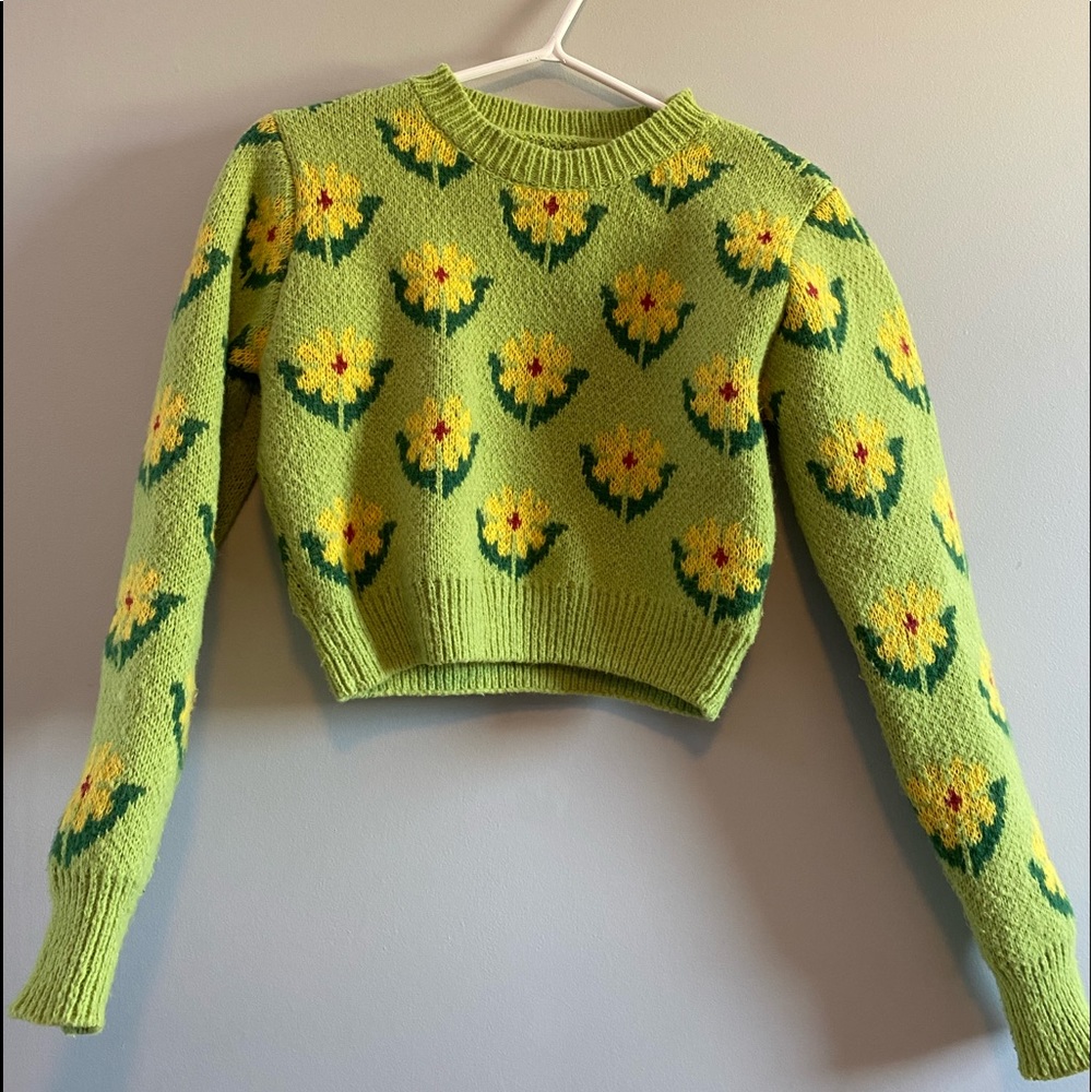 floral crop sweater